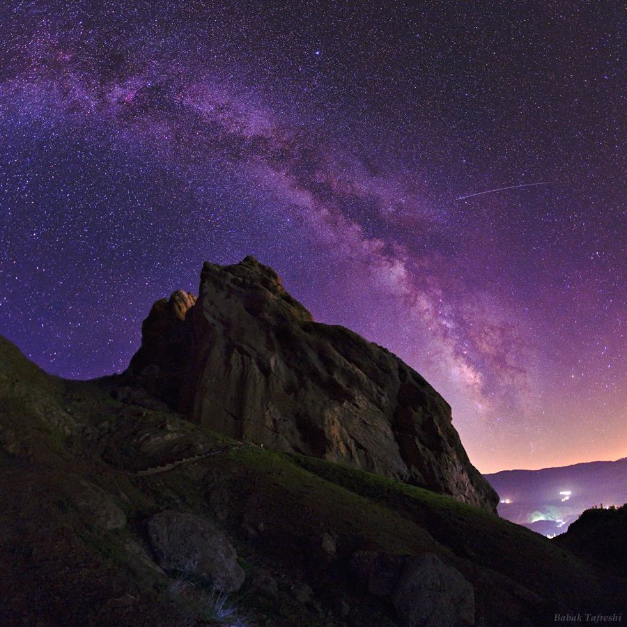 Fortess of Alamut and night sky