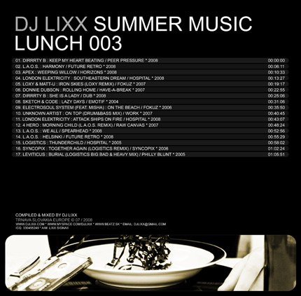DJ Lixx - Summer Music Lunch 003 (mp3 tracklist)