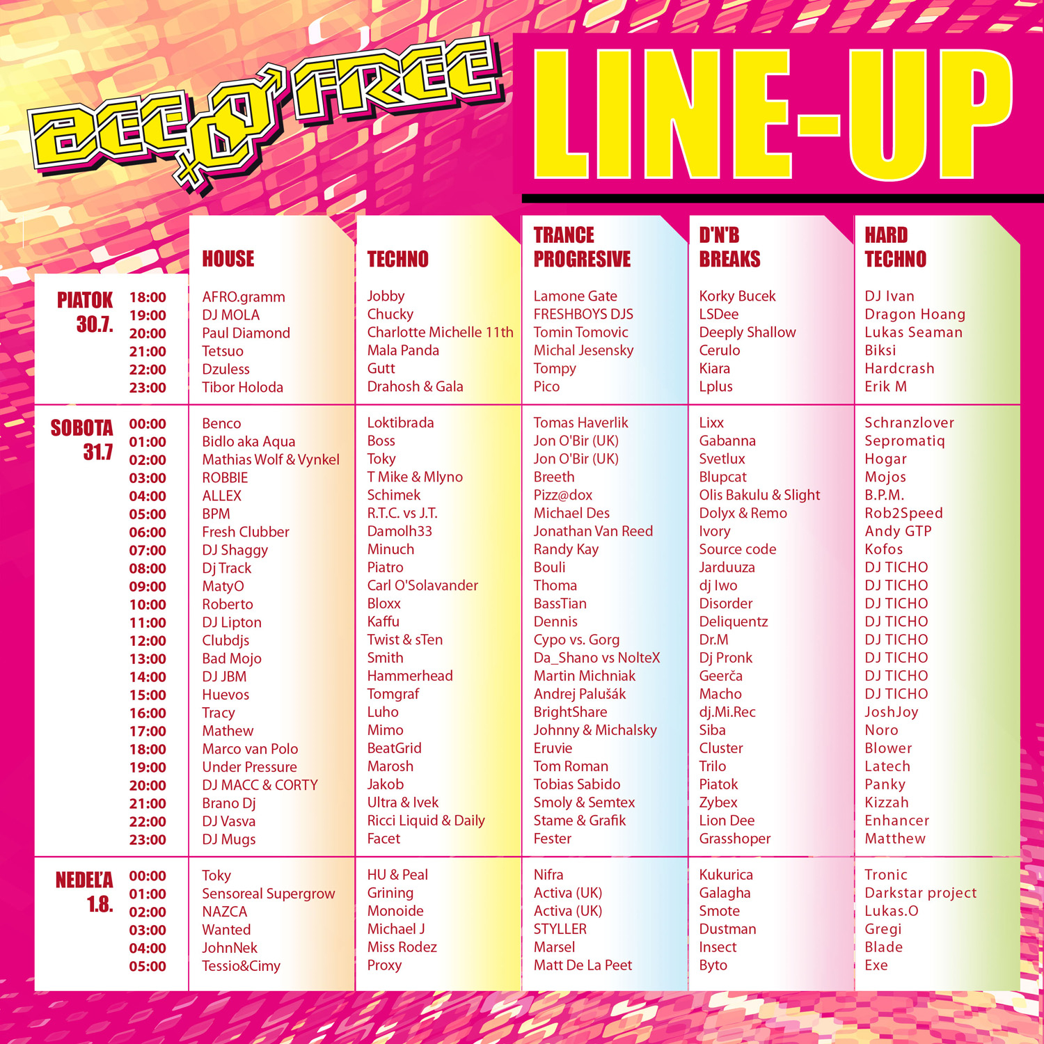 lineup BeeFree 2010