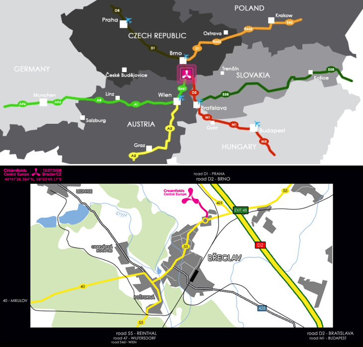 Navigačná mapa Creamfields Central Europe