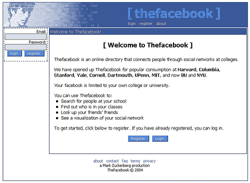 Facebook v roku 2004